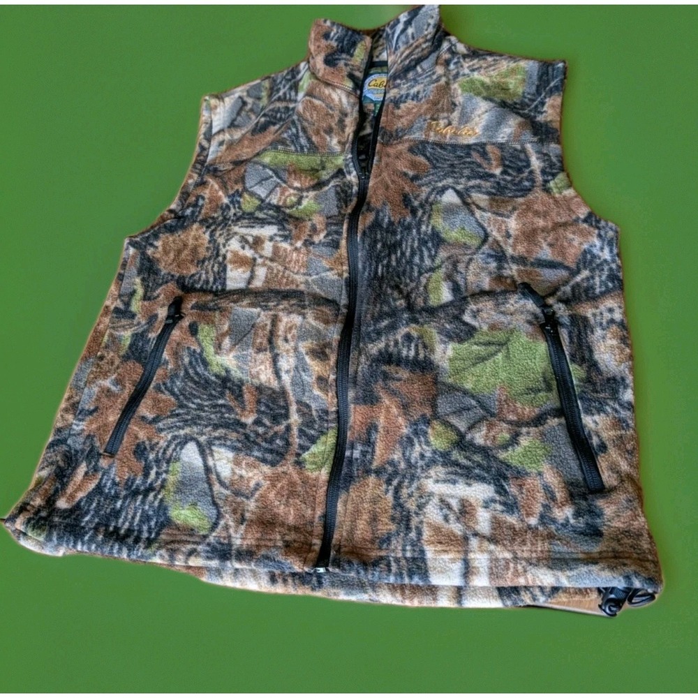 Cabela's Outdoors Camouflage Fleece Hunting Outdoor‎ Full Zip Vest Men Medium
